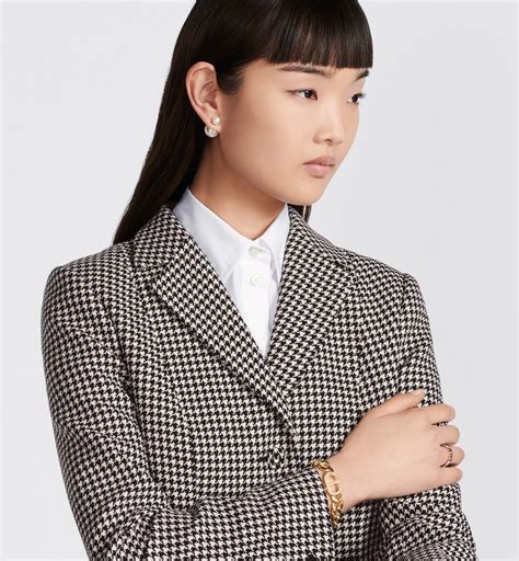 dior houndstooth blazer|30 Montaigne Bar Jacket Black and White Single.